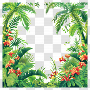 Jungle Background - Tropical Jungle Plants Frame Transparent PNG