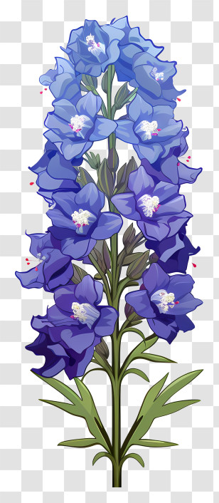 Cartoon Delphinium Flower - Purple Delphinium Flower Illustration Transparent PNG