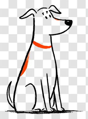 Sitting Dog Outline - Cartoon Dog With Orange Collar Transparent PNG
