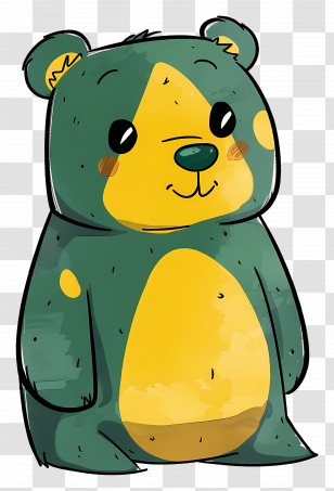 Cartoon Bear - Green And Yellow Cartoon Bear Transparent PNG