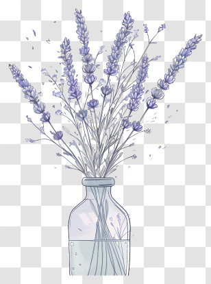 Lavender In Vase - Lavender Flowers Arranged In A Vase Transparent PNG