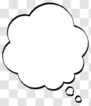Text Box - Thought Bubble Illustration In Black And White Transparent PNG