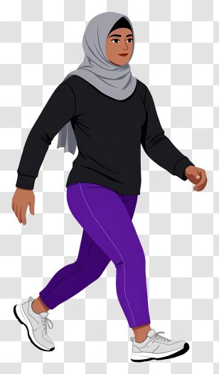 Muslim Woman Walking - Woman In Sportswear With Hijab Transparent PNG