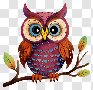 Cartoon Image - Whimsical Cartoon Colorful Owl Illustration Transparent PNG