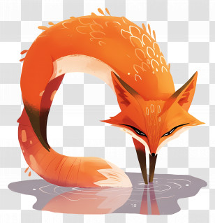 Red Fox - Fox Drinking From Water Illustration Transparent PNG