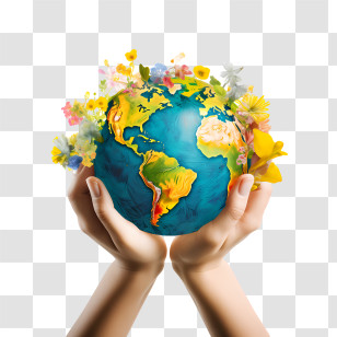 World Kindness Day - Earth With Flowers In Hands Transparent PNG