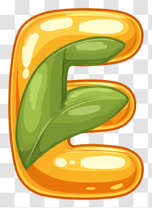 E Icon - Colorful Letter E With Leaves Transparent PNG