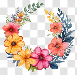 Watercolor Wreath - Colorful Floral Wreath Design Transparent PNG