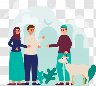 Eid Ul Adha - People Greeting With Goat Transparent PNG