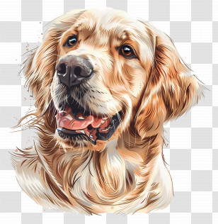 Golden Retriever Dog - Golden Retriever Dog Portrait Illustration Transparent PNG