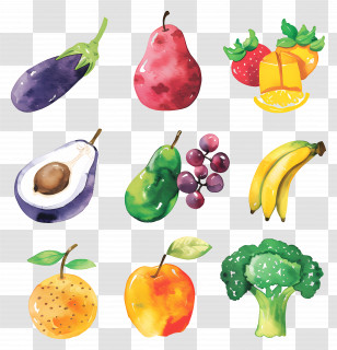 Vegetables And Fruits - Watercolor Fruits And Vegetables Illustration Transparent PNG