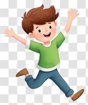 Cartoon Boy Running - Happy Jumping Boy Transparent PNG