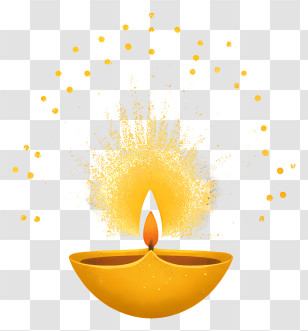 Diya Emitting Radiant Light - Glowing Diya With Sparkles Transparent PNG