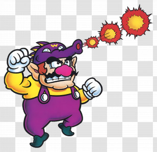 Wario - Angry Cartoon Character With Fireballs Transparent PNG