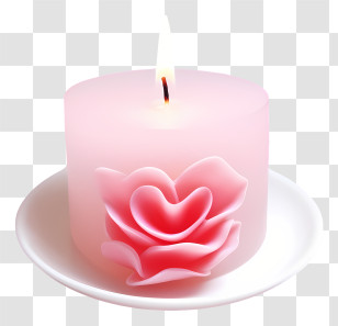 Minimalized Flat Vector Illustrate - Pink Rose-Themed Decorative Candle Transparent PNG