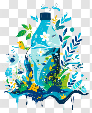 World Water Day - Plastic Bottle With Nature Elements Transparent PNG