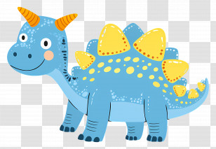 Cartoon Dinosaur - Cute Blue Stegosaurus Cartoon Illustration Transparent PNG
