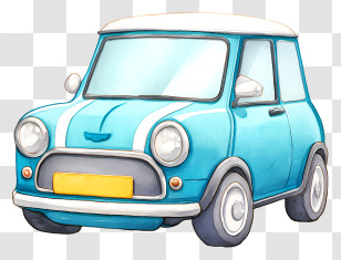 Mini Cooper Car - Cute Blue Mini Car Illustration Transparent PNG