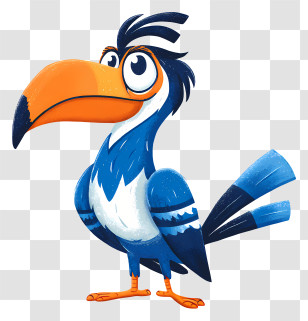 Zazu - Blue Cartoon Bird With Large Beak Transparent PNG
