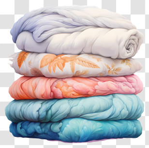 Folded Sheets - Stack Of Colorful Soft Blankets Transparent PNG