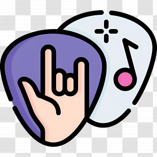 Rock Music - Rock Hand Gesture With Music Note Transparent PNG