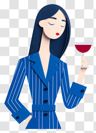 Woman Drinking Red Wine - Chic Woman With Wine Glass Transparent PNG