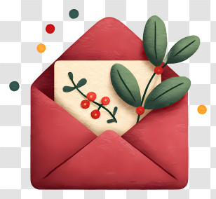 Christmas Envelope - Festive Red Envelope Card Transparent PNG