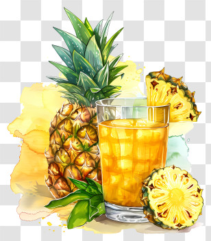 Pinapple Juice - Pineapple Juice And Fruit Illustration Transparent PNG