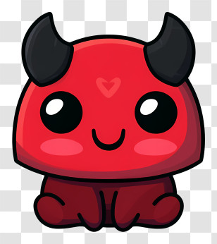 Devil Emoji - Red Cute Devil Cartoon Character Transparent PNG