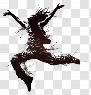 Leap Dancer Silhouette - Energetic Jumping Silhouette Transparent PNG