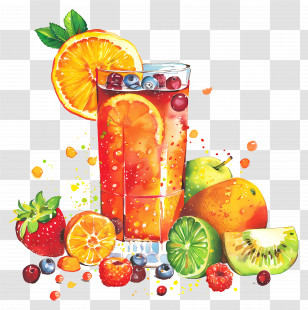 Colorful Fruit Juice With Fresh Fruits - Colorful Fruit Juice With Fresh Fruits Transparent PNG