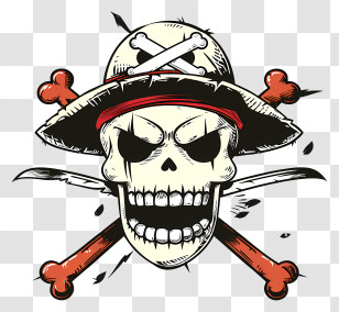 One Piece Jolly Roger - Pirate Skull With Crossbones Transparent PNG