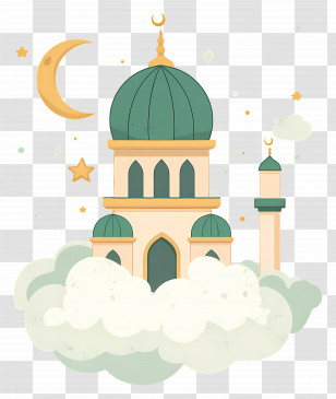 Masjid - Mosque With Crescent Moon In Celebratory Style Transparent PNG