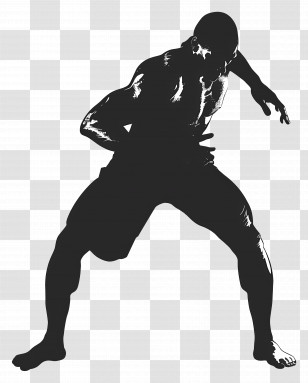 Wrestling Man Silhouette - Martial Arts Fighter Silhouette In Action Pose Transparent PNG