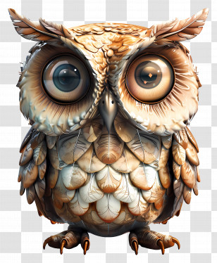 Owl - Realistic-Style Cartoon Owl With Big Eyes Transparent PNG