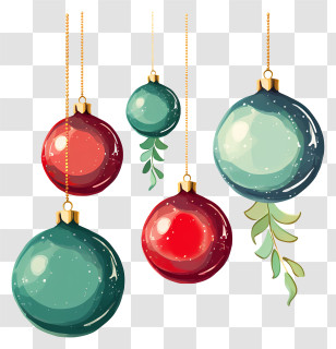 Christmas Ornaments - Colorful Christmas Ornaments Hanging Transparent PNG