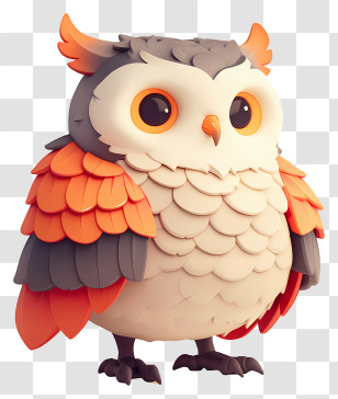 Cute Owl - Chubby Orange Feathered Owl Transparent PNG