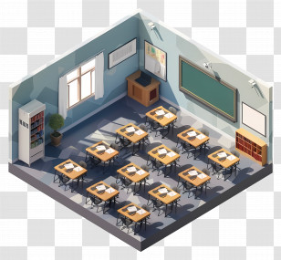 School Class - Modern Classroom Interior With Organized Setting Transparent PNG