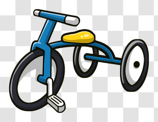Cartoon - Blue Tricycle With Yellow Seat Transparent PNG