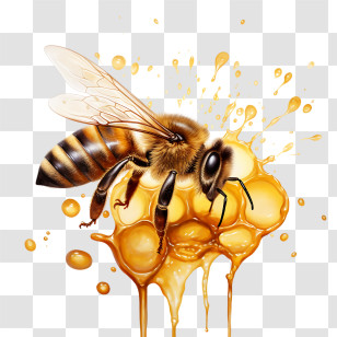 World Honey Bee Day - Honeybee On Dripping Honeycomb Transparent PNG