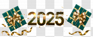 2025 Gold - 2025 Celebration Design With Gift Boxes Transparent PNG