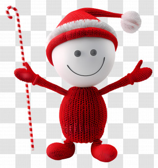 Christmas Stick Figure - Christmas Character With Candy Cane Transparent PNG
