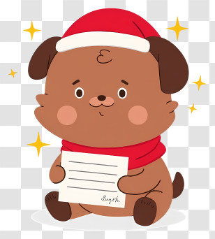 Christmas Dog - Cute Puppy With Christmas Letter Transparent PNG