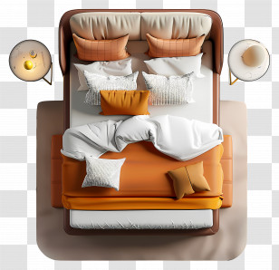 Bed Top View - Cozy Bed With Pillows And Blanket Transparent PNG