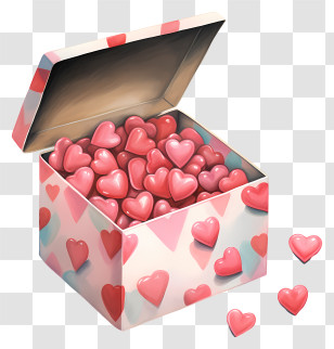 Heart Shaped Box - Illustration Of Heart-Shaped Candies In A Box Transparent PNG