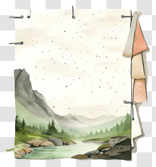 Watercolor Reminder Paper - Cartoon Nature Landscape Transparent PNG