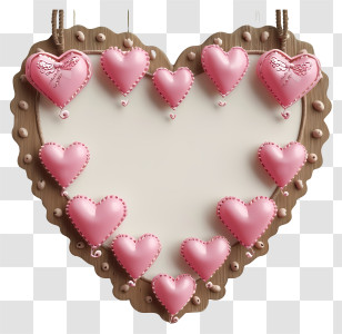 Pastel Valentine Sign Board - Heart-Shaped Decoration With Pink Hearts Transparent PNG