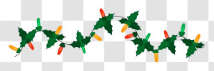 Christmas Lights - Holly Garland With Christmas Lights Transparent PNG