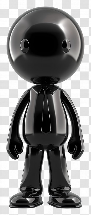 Black Figure - Black Minimalistic Figurine With Tie Transparent PNG
