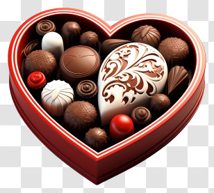 Chocolate - Heart-Shaped Box Of Chocolates Transparent PNG